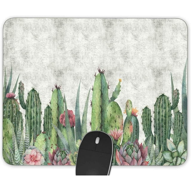 Succulent Cactus Gaming Mouse Pad 9.84x7.87in Non-Slip Rubber Base Perfect for Computers & Laptops