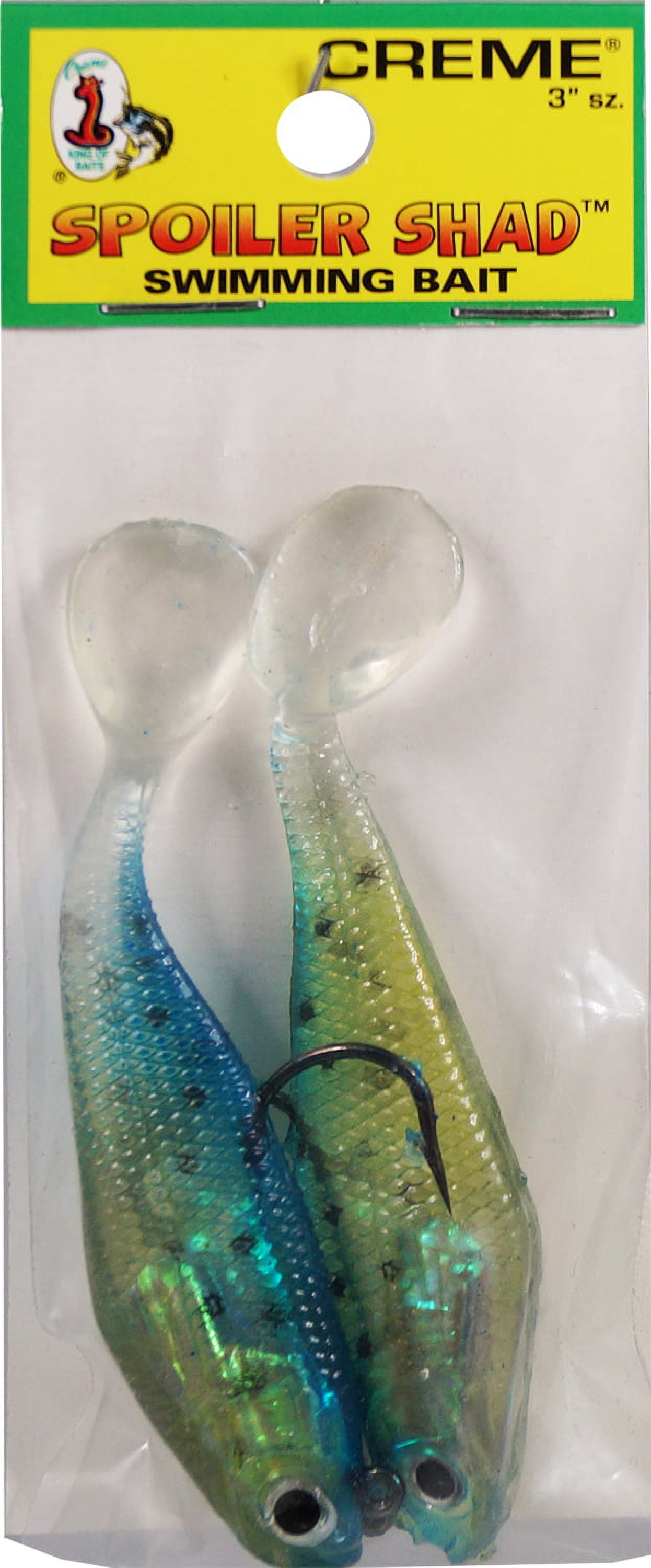 Crème 3" Spoiler Shad Swim Bait Lure, Chartreuse Black Back