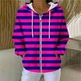 thumbnail image 2 of Kilaqueen Jackets for Women Striped Hoodie Long Sleeve Zip Up Coats with Pockets Y2k Vintage Knitting Cotton Outwear, 2 of 8
