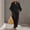 Black, variant on Morttic Women's Solid Color Chic Summer Travel Outfit – Minimalist Half Button Stand Collar Loose Batwing Sleeve Maxi Dress Black,S