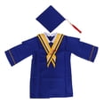 thumbnail image 1 of BRIGHTFUFU Juego de 2 piezas en 1 vestido de graduación y gorro, traje de graduación, disfraz de cosplay para estudiantes y niños (azul brillante, altura adecuada 120 CM), 1 of 7