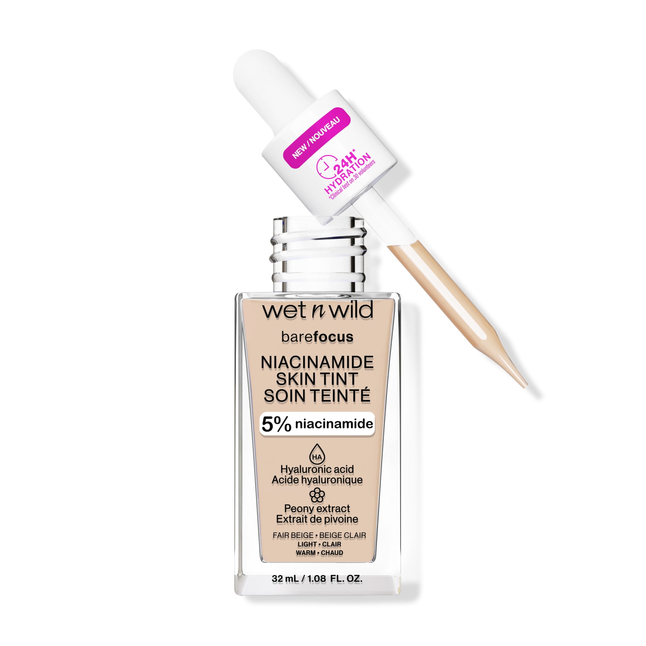 Wet n Wild Bare Focus Skin Tint - 5% Niacinamide Enriched Lightweight Foundation - Fair Beige