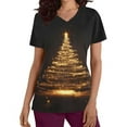 thumbnail image 4 of LSLJS Christmas Scrub Tops Women Plus Size V Neck T Shirts Casual Christmas Tree Printed Work Tops, Gifts for Women, S-5XL, 4 of 5