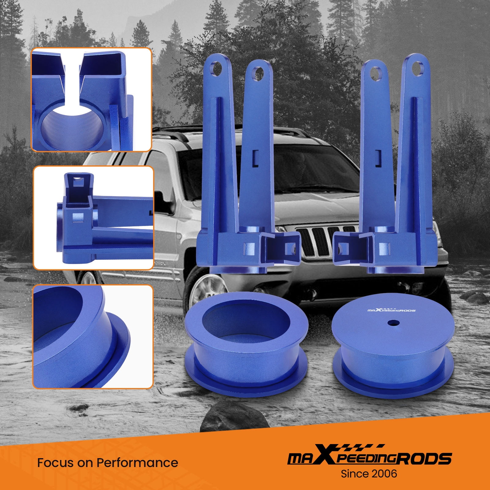 maXpeedingrods 3.5" Front 3" Rear Lift Kit for Jeep Grand Cherokee WK 2005-2010, Suspension Lift Kit for Jeep Commander XK 2006-2010, Blue