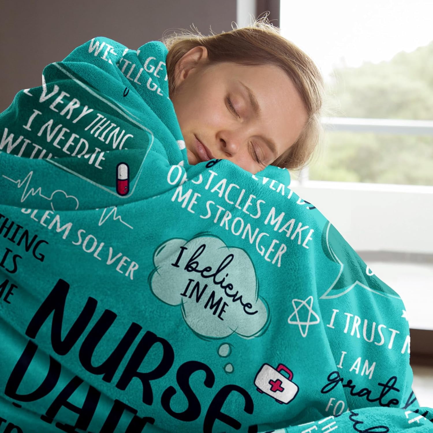 Nurse Gifts for Women Men, Nurses Week/Day/Appreciation Gifts- Soft Nurse Blanket with Daily Affirmations- LPN RN Gifts for Nurses, Nursing School Graduate Birthday Gifts