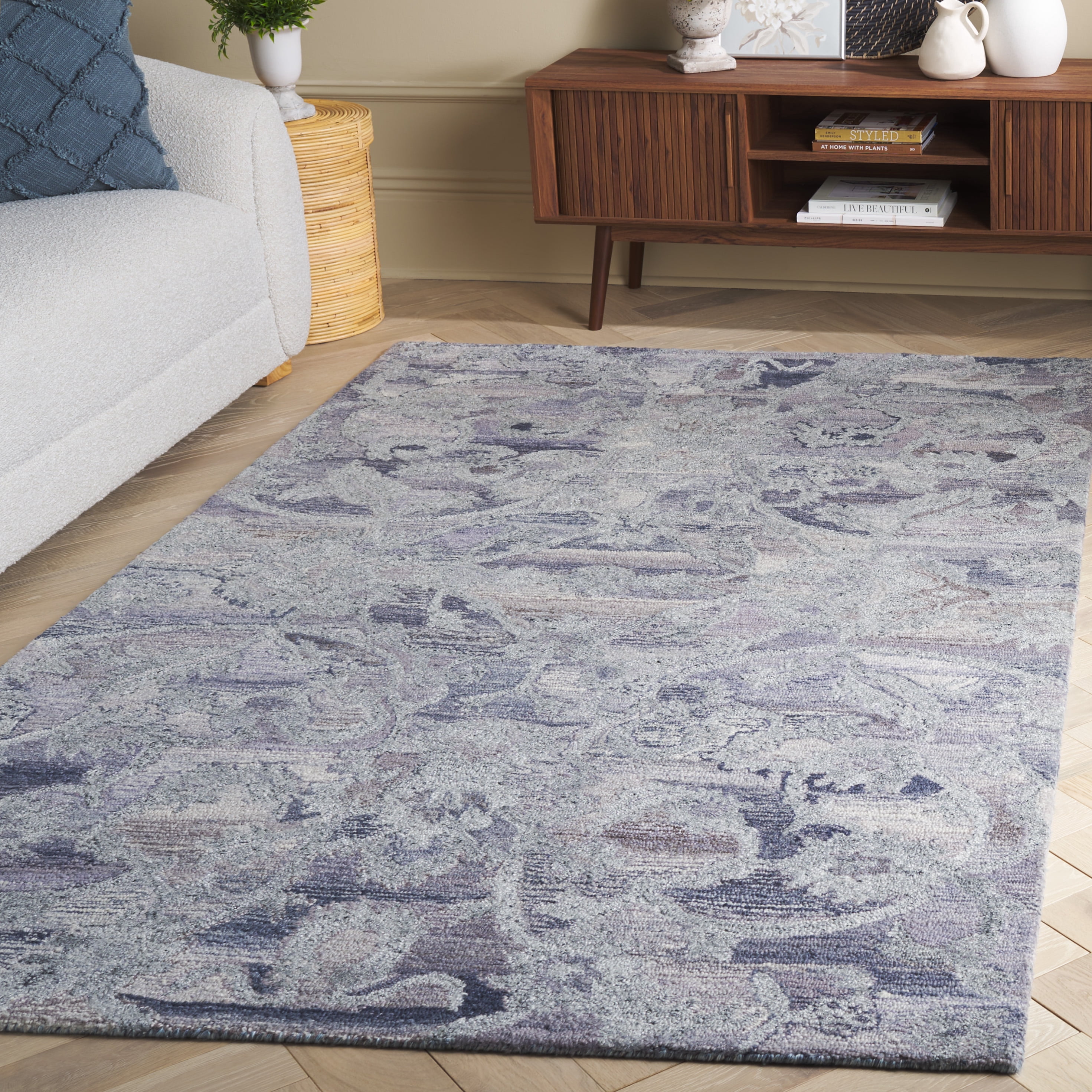 SAFAVIEH Anatolia Jamaar Floral Area Rug, Violet/Purple, 5' x 8'
