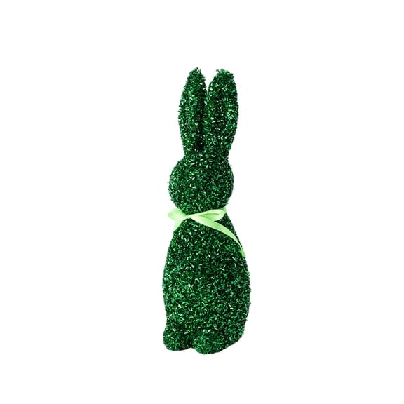 JoyMoreHome Easter Flocked Bunny Decoration, Spring Mini Foam Rabbit with Bow, for Easter Party, Tabletop, Farmhouse, Livingroom