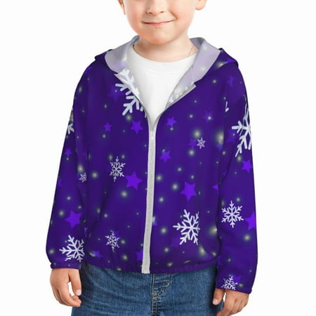 

Gaeub Dark Purple Snowflakes Print Athletic Sun Protection Hoodie for Kids Long Sleeve Outdoor UV Shirt Running Fishing Top for Boys Girls-5 Years