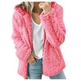 thumbnail image 1 of Fluffy Jacket Button Down Overcoat Warm Winter Overcoat Women Solid Color Coat Long Sleeve Cardigan Windproof Outer Coat, 1 of 6