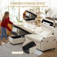 thumbnail image 3 of Canapé Sectionnel-Lit en L avec Chargement, Méridienne avec Rangement Usb, Lit Escamotable Réversible pour Petit Espace, Beige, 3 of 8