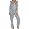thumbnail image 2 of GILIGEGE Christmas Pajamas for Family Silk Satin 2026 Matching Sets Xmas Holiday Pjs Button Down Sleepwear Loungewear Jammies Grey M, 2 of 7