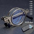 thumbnail image 2 of Portable Folding Reading Glasses Men Metal Round Square Anti Blue Light Eyewear Presbyopia Eyeglasses Frame Diopter +1.0 To+4.0, 2 of 4