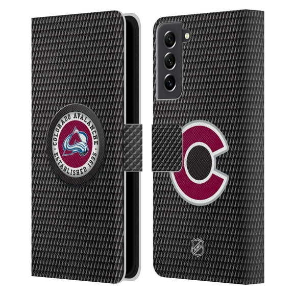 Head Case Designs Officially Licensed NHL Colorado Avalanche Puck Texture Leather Book Wallet Case Cover Compatible with Samsung Galaxy S21 FE 5G