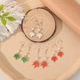 thumbnail image 5 of Yoyauz Autumn Thanksgiving Earrings, Red Maple Leaf Earrings, Maple Leaf Shaped Thanksgiving Fashion Autumn Pendant Fun Hook Earrings, 5 of 6