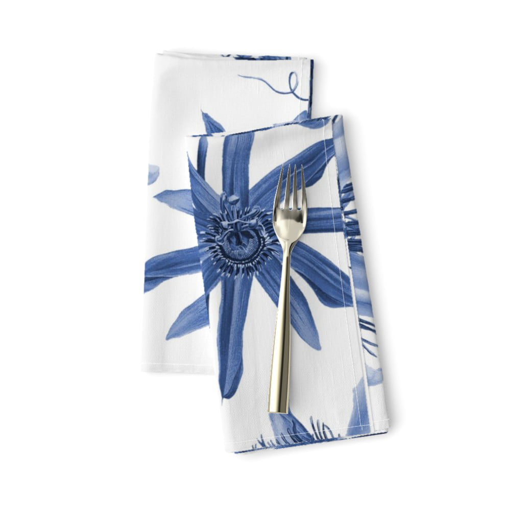 Vintage Botanical Blue Almond Tree Cotton Dinner Napkins by Roostery Set of 2 