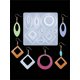 thumbnail image 1 of 1 set Silicone Resin Drop Adhesive Rhombus Shaped Circular Hollow Pendant Mold With Ear Hook DIY Handcraft Jewelry Making Accessories, 1 of 1