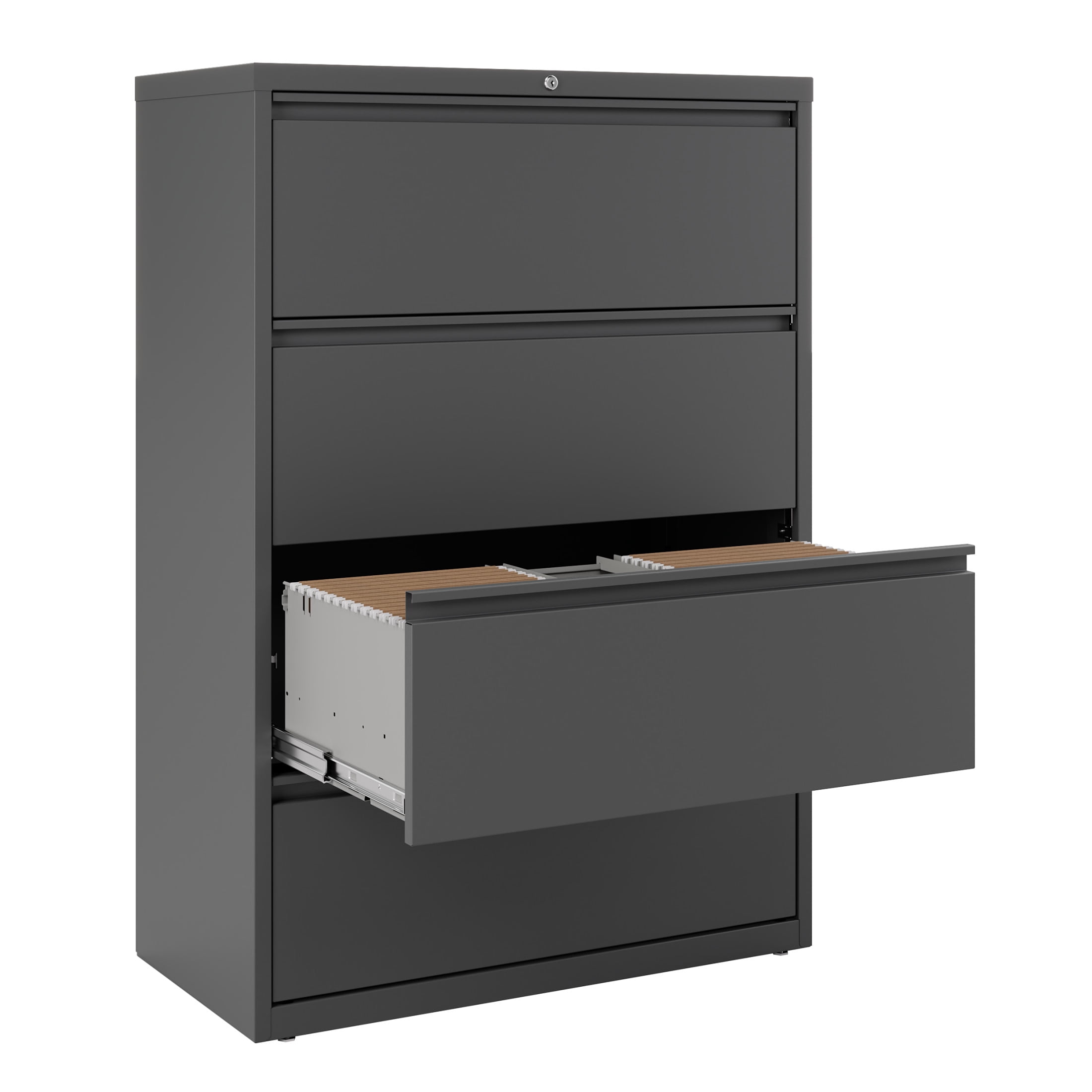 Hirsh 36 Inch Wide 4 Drawer Metal Lateral File Cabinet for Home and Office, Holds Letter, Legal and A4 Hanging Folders, Charcoal