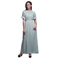 thumbnail image 1 of Bimba Rayon Tea Leaves Ladies Long Gown Boho Beach Cocktail Party Maxi SlitDress-XSmall, 1 of 6