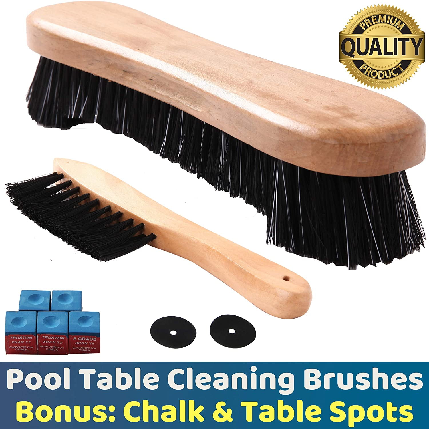 Billiard Pool Table Brushes for Rail Cleaning Bonus Cue Chalk Cubes