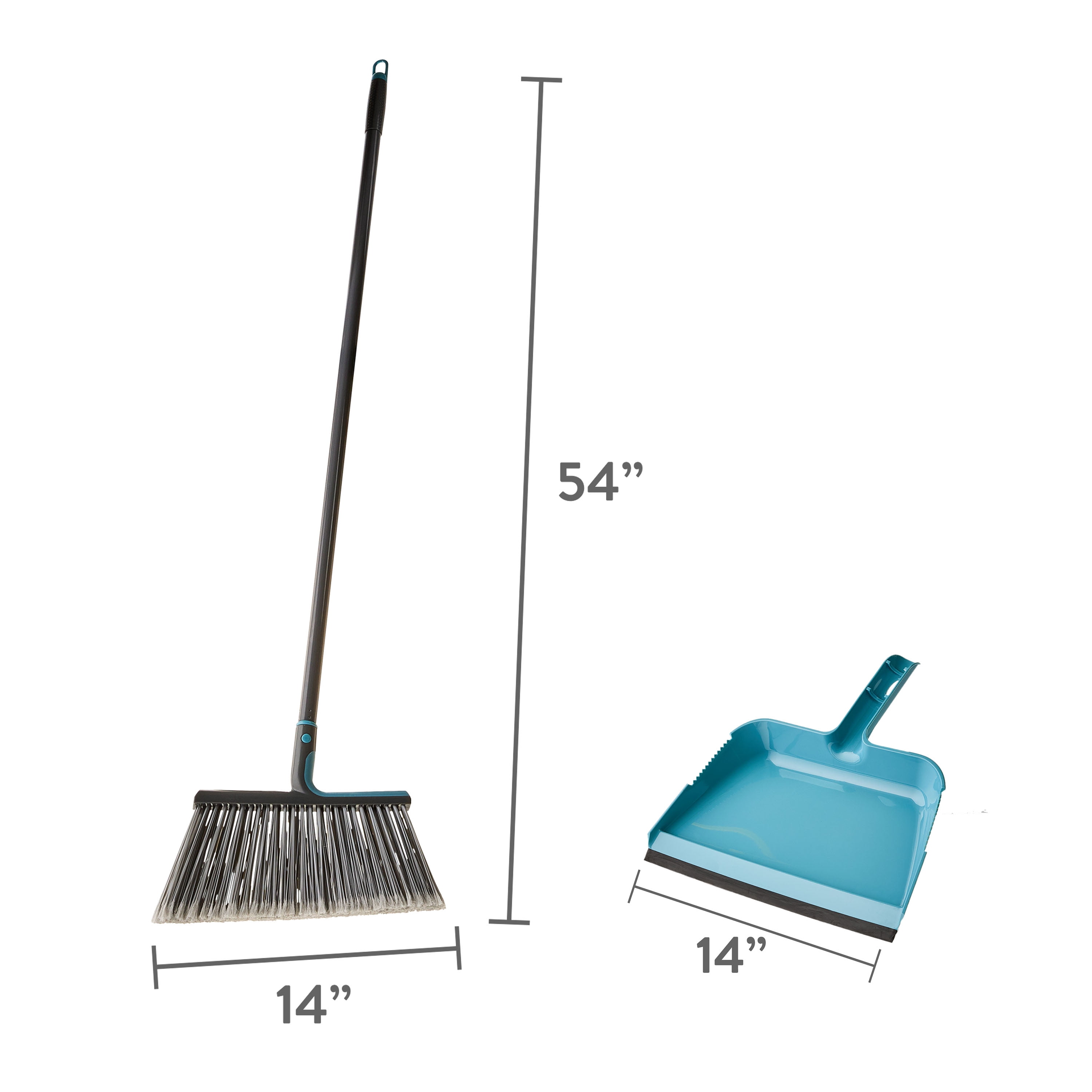 Great Value Jumbo Broom with Dustpan, Angled Head for Hard-to