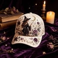 thumbnail image 6 of Halloween 3D Embroidered Baseball Cap, Breathable-Washed Adjustable Hat, with Witch, Ghost, Crow, Black Cat, Pumpkin & Bat Design, Suitable for Halloween Parties and Daily Styling, 6 of 6