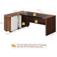thumbnail image 6 of Vividwood L-Shaped Executive Desk with Cabinet Storage, 71" Office Computer Desk with Storage Shelves, CPU Stand, Cable Management (Brown), 6 of 9