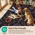 thumbnail image 4 of Design&I 5'x7' Washable Area Rug Sleek Flatweave Pet Friendly & Non-Slip Deep Midnight Floral Enchanted Garden Design Mystical Botanicals with Occult Motifs for Small Living Room, Bedroom, 4 of 7