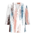 thumbnail image 5 of Tops for Women 3/4 Sleeve V-Neck Printed Plus Size Casual Blouse Top White L, 5 of 5