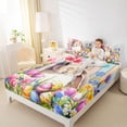 thumbnail image 3 of Erosebridal Colorful Easter Eggs Kids Full Size Sheets,Colorful Blossom Tulip Kawaii Rabbit Bed Sheets For Girls 4pcs, 3 of 6