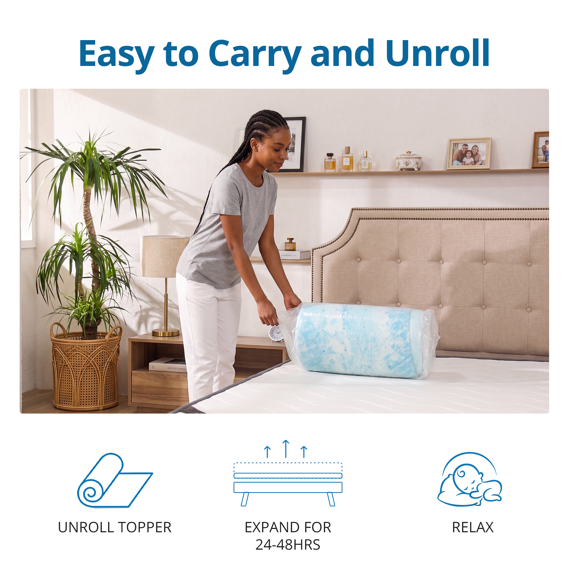 Concetta 3-Inch Twin Memory Foam Mattress Topper with Cooling Gel photo 8