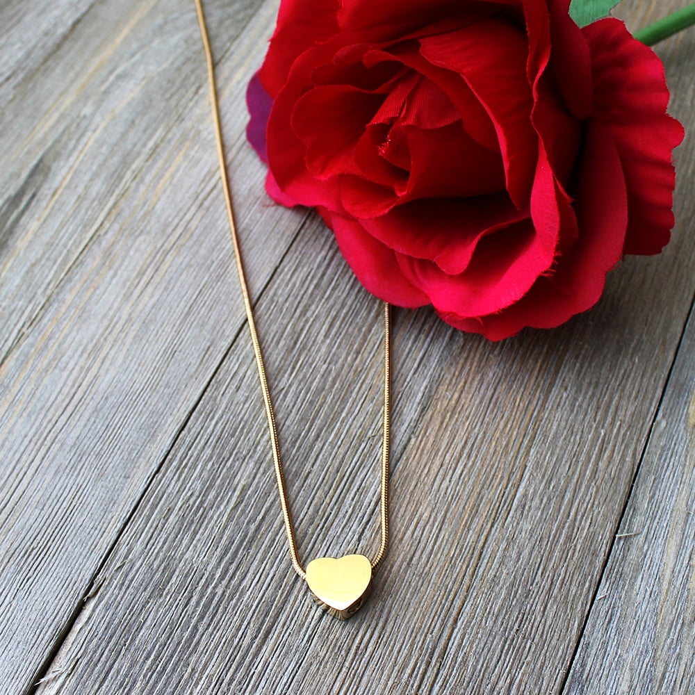 Gold Mini Heart Cremation Jewelry Memorial Necklace Ash Urn Keepsake with FREE Funnel Kit and Velvet Jewelry Box
