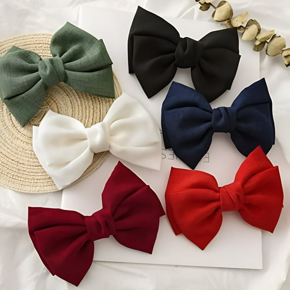 Set of 6 Hair Bows - Hair Bows for Women - Accessories for Women Girl and Ladies (5 3/8")