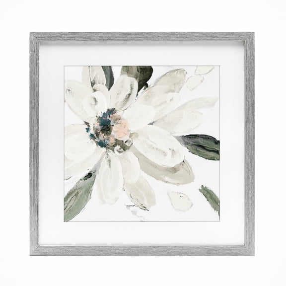 Stupell Industries Shabby Chic Naturally Blooming White Flower Gray Framed Print Under Glass, 16 x 16, by Lanie Loreth