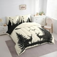 thumbnail image 3 of Manfei Cabin Deer Elk Twin Bedding Sets 7-Piece for Boy, Jungle Tree Print Bedding Comforter Set, Woodland Animal Reversible Sheet Sets, Lightweight Room Decor, 3 of 7