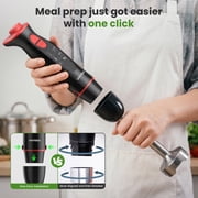 VAVSEA Immersion Blender, 1100W 5-in-1 Hand Blender, 24-Speed Stick Blender for Small Kitchen, Splash-Resistant Handheld Blender Mixer with Turbo Mode for Smoothies, Baby Food, Black