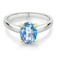 thumbnail image 2 of Gem Stone King 925 Silver and 10K Yellow Gold Millennium Blue Mystic Quartz Solitaire Engagement Ring for Women | 1.80 Cttw | Oval 9X7MM | Gemstone Birthstone (Size 5), 2 of 4