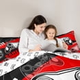 thumbnail image 5 of Erosebridal Gaming Comforter Sets Black And Red Gaming Twin Size Bedding Set,Video Game Bed Comforter Set Teens Youth Gamer Gamepad Quilt Set All Season, 1 Comforter with 1 Pillowcase, 5 of 7