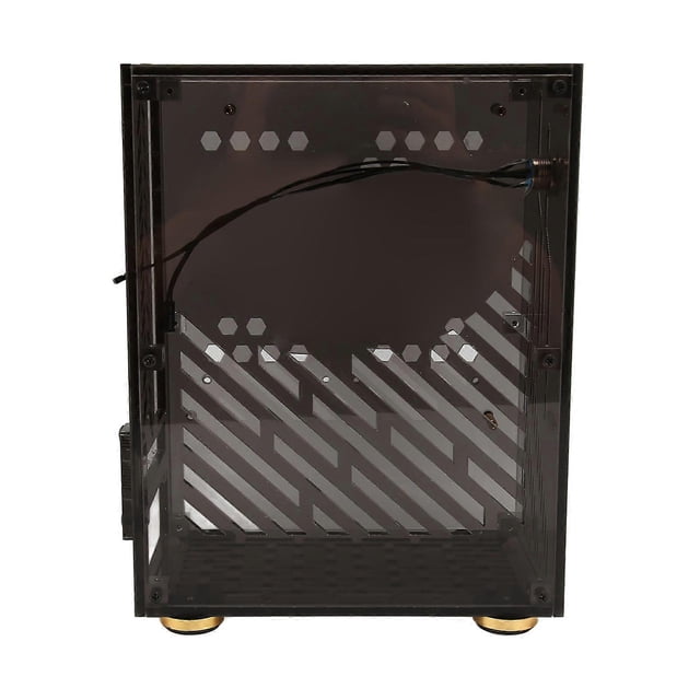 4.3L Mini ITX Case, Clear Acrylic Panel, 360 Degree Cooling, Foot Pads, Mini PC Case for 1U FLEX Power Supply, 2.5" SSD, Black