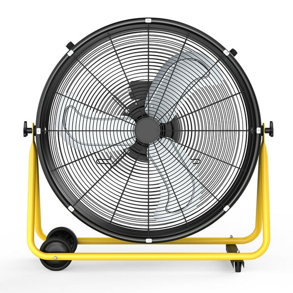 24" Industrial Drum Fans, 3-Speed Professional Outdoor Fan, With Metal Wheels, for Commercial, Factory and Garage, UL Listed