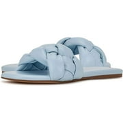 Nine West Lula 3 Light Blue Open/Rounded-Toe Synthetic Slide Sandal (8.5, Light Blue)