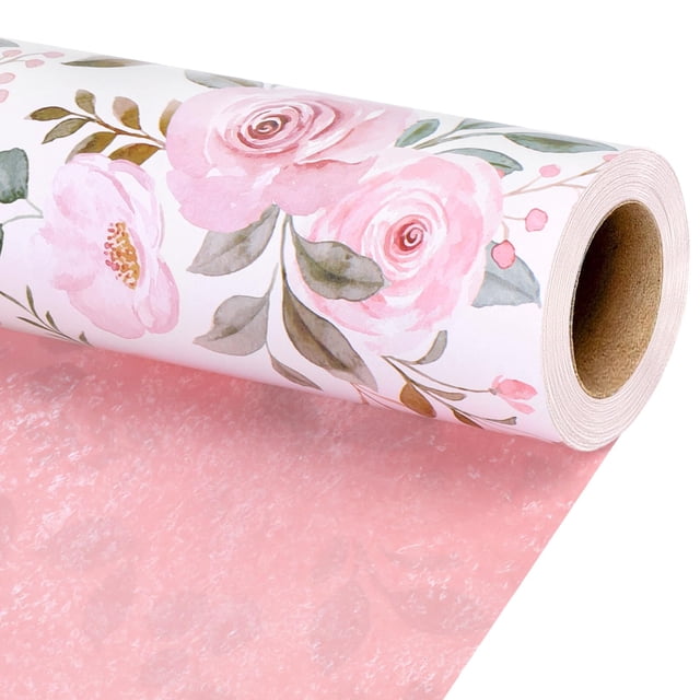 Rollo de papel de regalo BIOBROWN, reversible, floral, 17 x 10 m