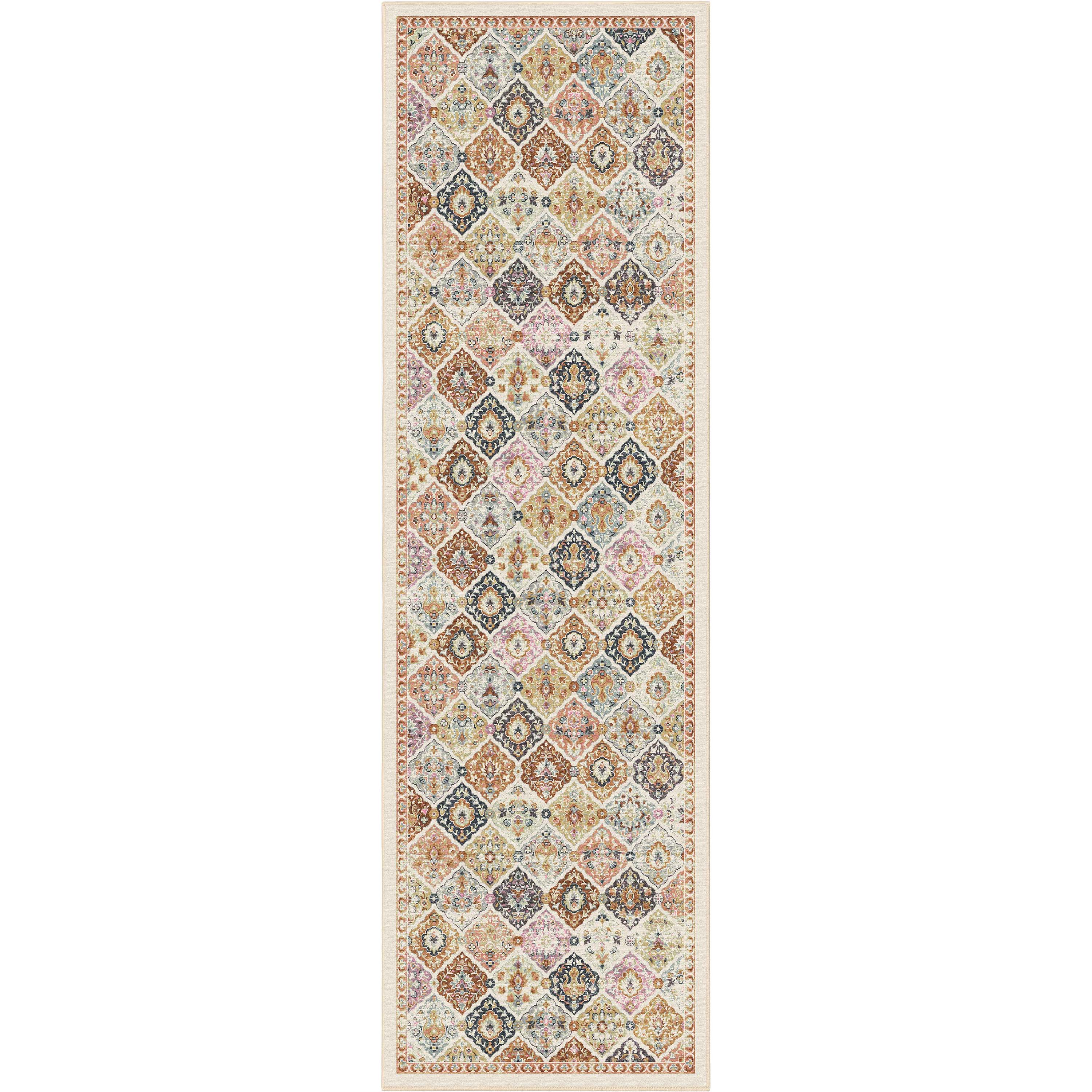 Well Woven Apollo Maeve Vintage Bohemian Geometric Multi Flat Pile Easy to Clean 2'3" x 7'3" Runner Rug for Living Room Stairs Hallway and Kitchen