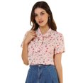 thumbnail image 1 of Blusa Allegra K Mujer Estampado de Cereza Cuello con Corbata de Lazo Rosa-Floral S, 1 of 6