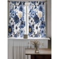 thumbnail image 4 of Blue Flower Tier Curtains 45 Inch Length,Sheer Curtains for Bedroom Living Room Window Vintage Ink Rose Floral Spring Botanical Rod Pocket Drapes Kitchen Curtains Small Half Window 27.5"x45" 2 Panels, 4 of 6