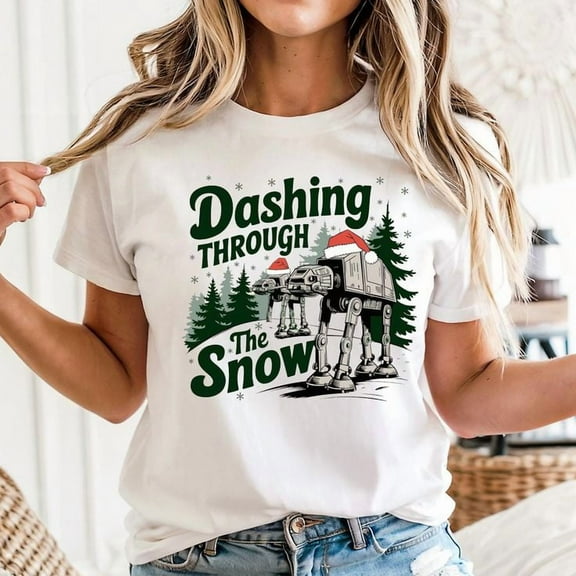 AT-AT Walker Dashing Through The Snow Christmas Unisex T-Shirt, Sizes S-5XL - Gategoo