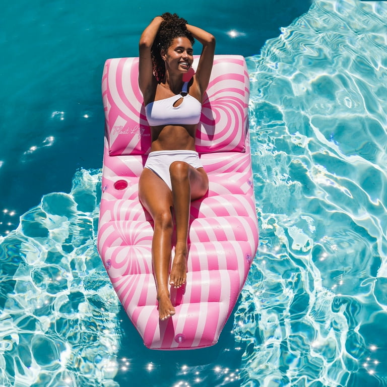 Float Life by Funboy Inflatable Lounger Pool Float Pink Twist Oversized 65 Ergonomic Backrest 3 Connection Points Children 8 Adults