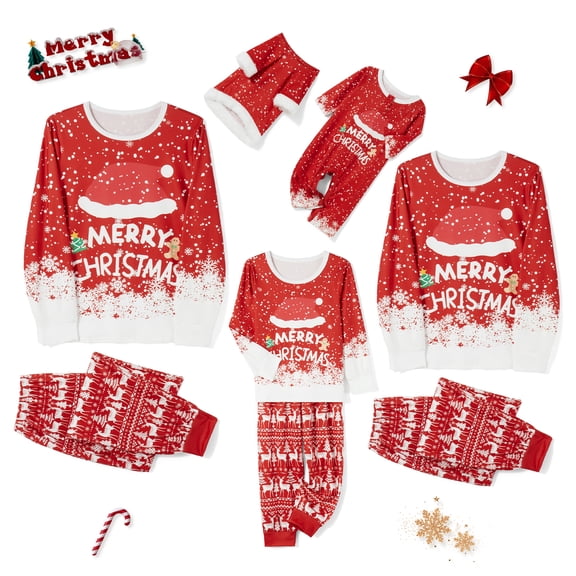 BSongo Matching Family Christmas Pajamas Santa Elk Matching PJs Holiday Sleepwear Mom/Dad//Dog