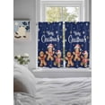 thumbnail image 3 of Gingerbread Navy Blue Bathroom Window Curtain, Christmas Winter Snowflake Light Filtering Coffee Kitchen Curtains, Bedroom Living Room Curtains 2 Panel 84"x54", 3 of 6