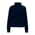 thumbnail image 3 of Htigea Womens Long Sleeve Tops Side Zip Up Mock Neck Sweatshirts Casual Loose Fit Pullover Tops Navy M, 3 of 5