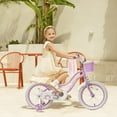 thumbnail image 3 of ACEGER 14 Inch Girls Bike with Basket and Training Wheels, Unicorn Style for Ages 3-6, Purple, 3 of 6